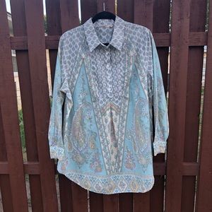 Soft Surroundings Tabitha Paisley Sky Floral Tunic - 1X
